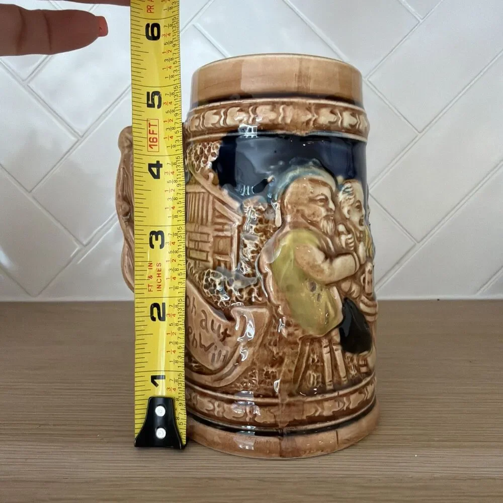 German Beer Stein Trimont Ware Vintage Hand Painted Mug Made in Japan 1960s